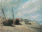 unknow artist Fishing boats on the beach of Heist Germany oil painting artist